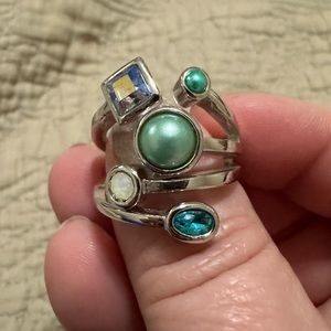 Lia Sophia Statement ring with blue stones.